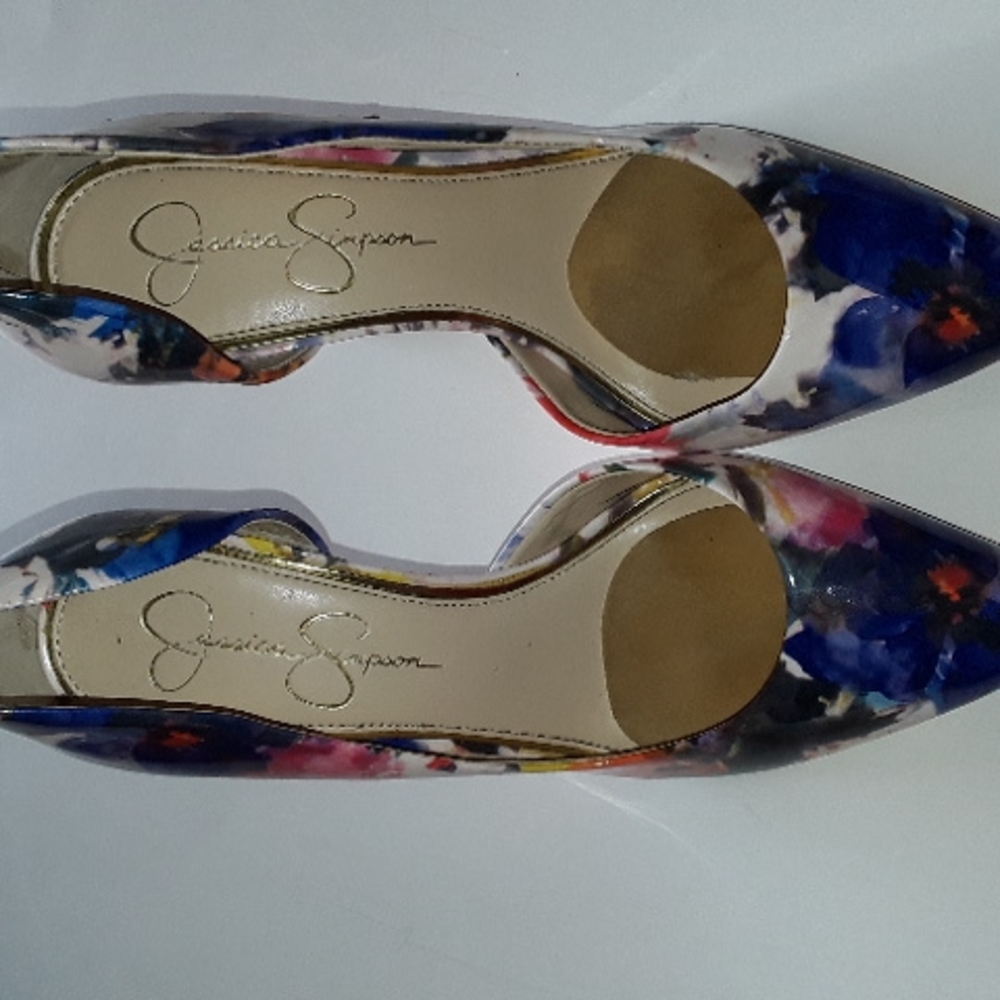 Jessica Simpson 'Claudette' Multi Floral Print Patent Heels